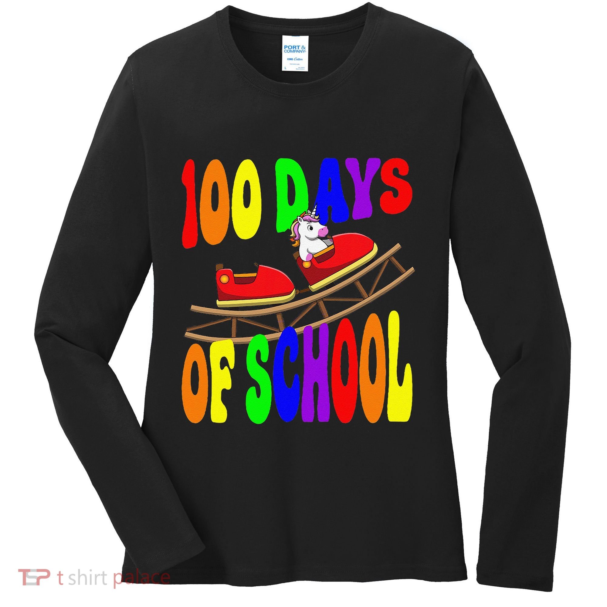 100 Days Of School Unicorn In Elementary Grade School Women's Long Sleeve Shirt