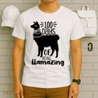 100 Days Of Being Llamazing 100 Days Of School Funny Llama T-Shirt thumb 6
