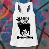 100 Days Of Being Llamazing 100 Days Of School Funny Llama Women's Tank Top thumb 3