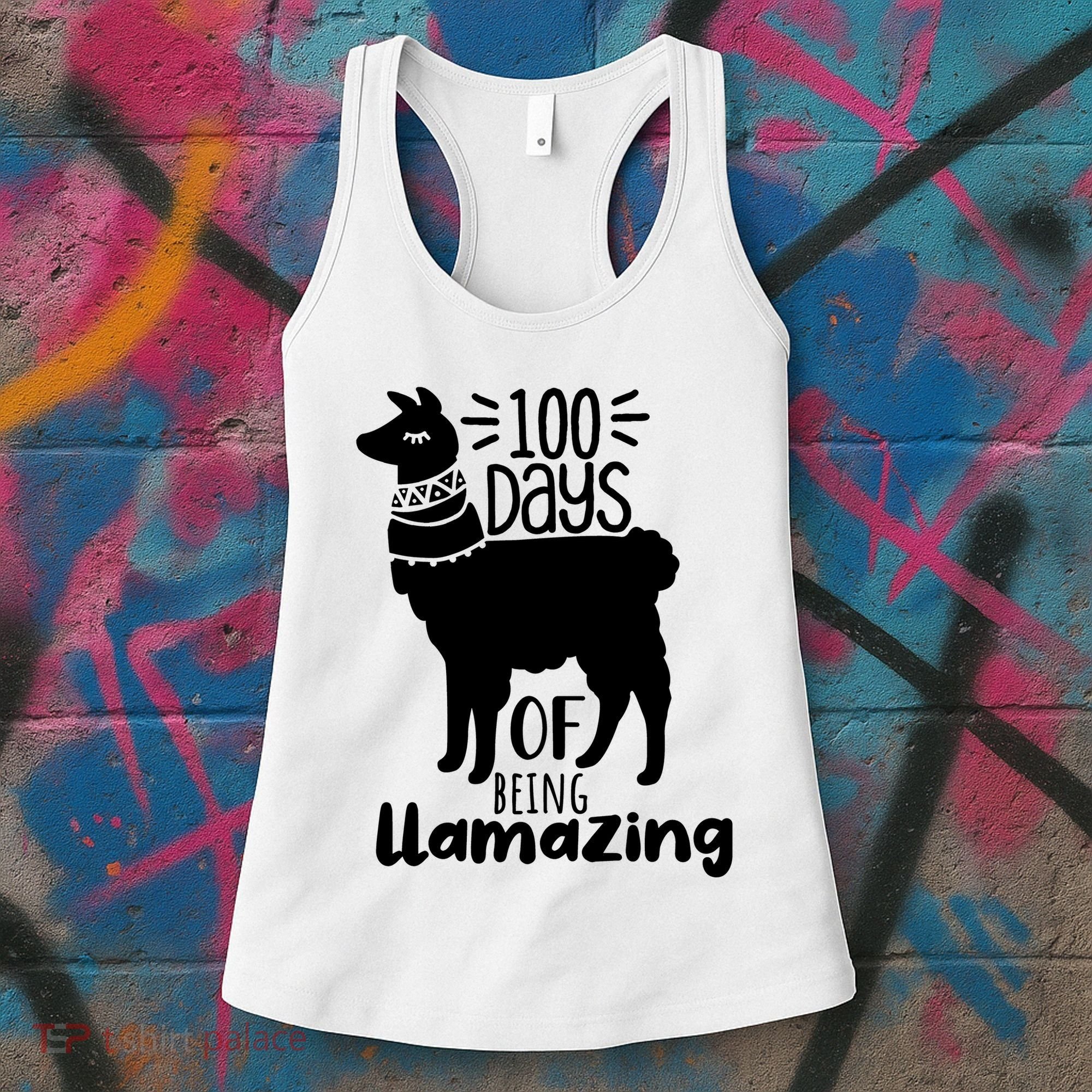100 Days Of Being Llamazing 100 Days Of School Funny Llama Women's Tank Top