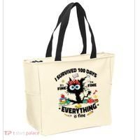 100 Days Of School ItS Fine IM Fine Everything Is Fine Tote Bag thumb 2