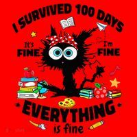 100 Days Of School ItS Fine IM Fine Everything Is Fine Santa Hat thumb 1