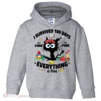 100 Days Of School ItS Fine IM Fine Everything Is Fine Toddler Hoodie thumb 0