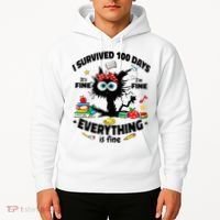 100 Days Of School ItS Fine IM Fine Everything Is Fine Hoodie thumb 2