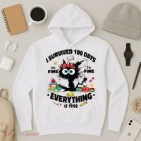 100 Days Of School ItS Fine IM Fine Everything Is Fine Hoodie thumb 3