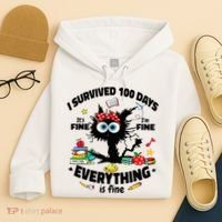 100 Days Of School ItS Fine IM Fine Everything Is Fine Hoodie thumb 4