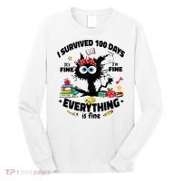 100 Days Of School ItS Fine IM Fine Everything Is Fine Long Sleeve Shirt thumb 0
