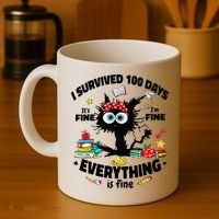 100 Days Of School ItS Fine IM Fine Everything Is Fine Coffee Mug thumb 4