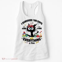 100 Days Of School ItS Fine IM Fine Everything Is Fine Women's Tank Top thumb 0