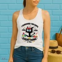 100 Days Of School ItS Fine IM Fine Everything Is Fine Women's Tank Top thumb 2