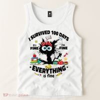 100 Days Of School ItS Fine IM Fine Everything Is Fine Tank Top thumb 2