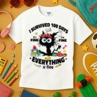 100 Days Of School ItS Fine IM Fine Everything Is Fine Kids T-Shirt thumb 3