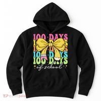 100 Days Of School Coquette Bow 100th Day Of School Hoodie thumb 0
