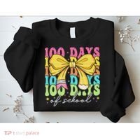 100 Days Of School Coquette Bow 100th Day Of School Sweatshirt thumb 2