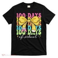 100 Days Of School Coquette Bow 100th Day Of School T-Shirt thumb 0