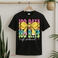 100 Days Of School Coquette Bow 100th Day Of School T-Shirt thumb 2