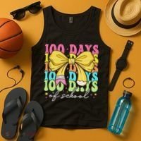 100 Days Of School Coquette Bow 100th Day Of School Tank Top thumb 4