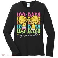 100 Days Of School Coquette Bow 100th Day Of School Women's Long Sleeve Shirt thumb 0