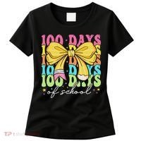 100 Days Of School Coquette Bow 100th Day Of School Women's T-Shirt thumb 0