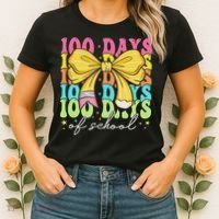 100 Days Of School Coquette Bow 100th Day Of School Women's T-Shirt thumb 2