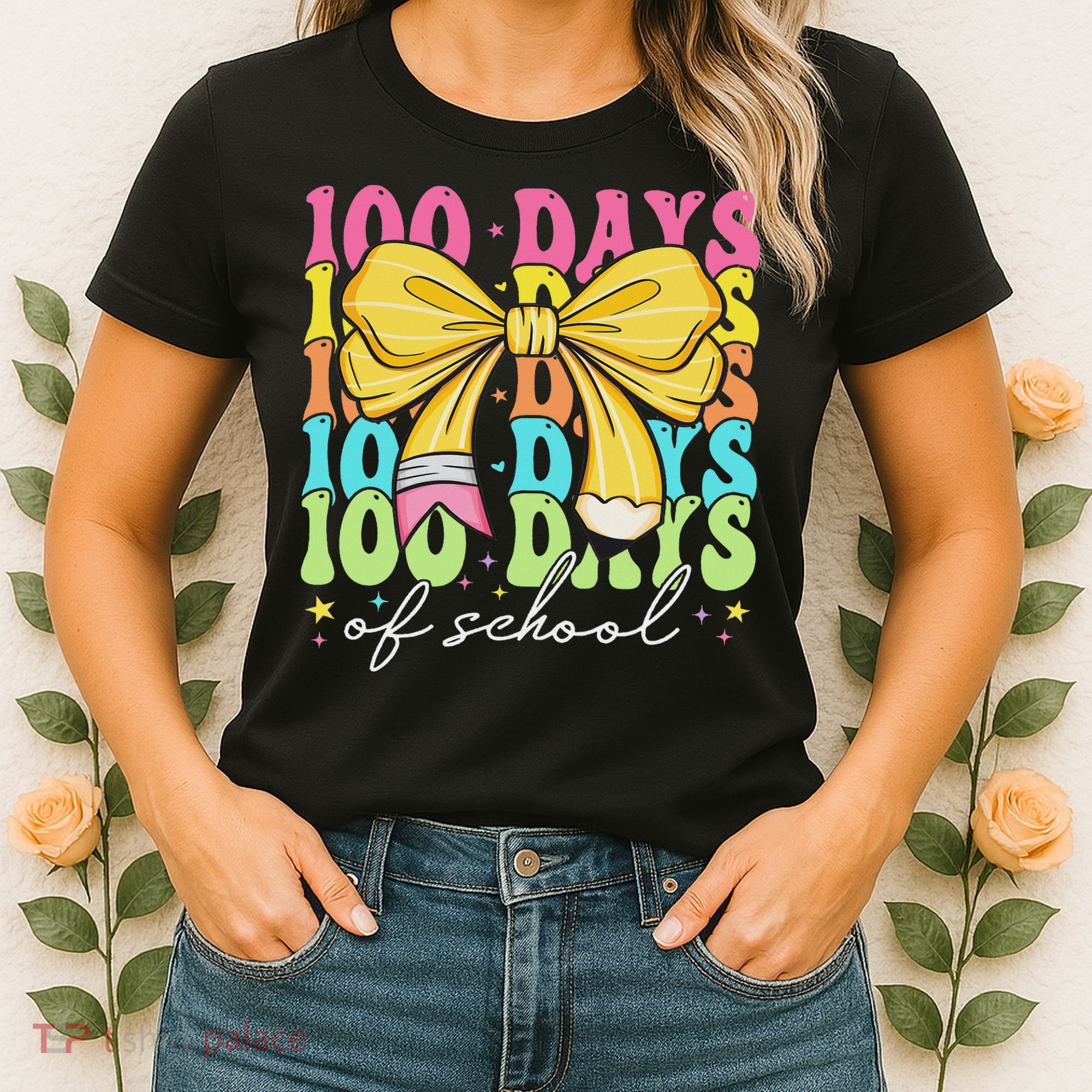 100 Days Of School Coquette Bow 100th Day Of School Women's T-Shirt