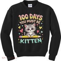 100 Days Of School You Must Be Kitten Approved Kids Sweatshirt thumb 0