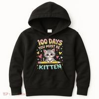 100 Days Of School You Must Be Kitten Approved Kids Hoodie thumb 0