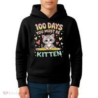 100 Days Of School You Must Be Kitten Approved Kids Hoodie thumb 4