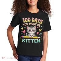 100 Days Of School You Must Be Kitten Approved Kids T-Shirt thumb 2