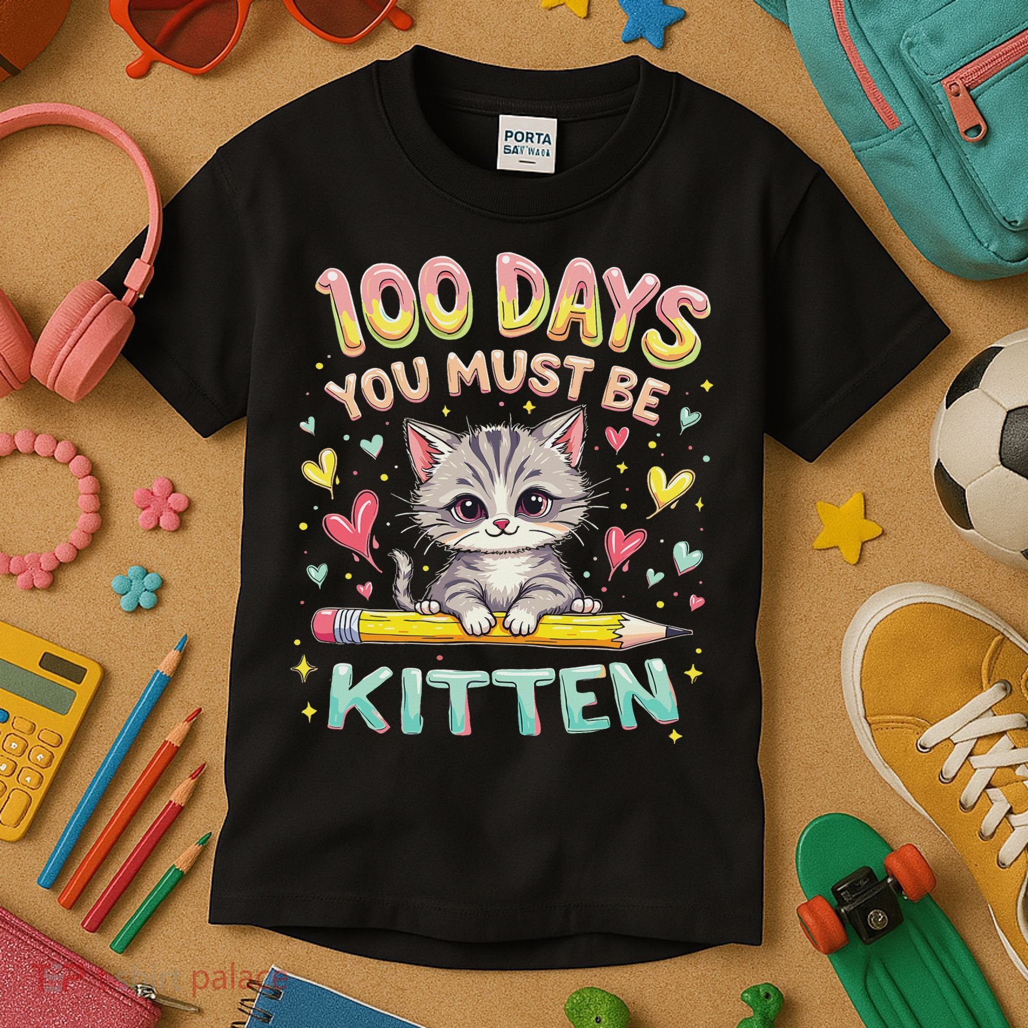 100 Days Of School You Must Be Kitten Approved Kids T-Shirt