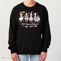 100 Days Of School Ducks Ducks Goose Teacher Student Women's Sweatshirt thumb 0