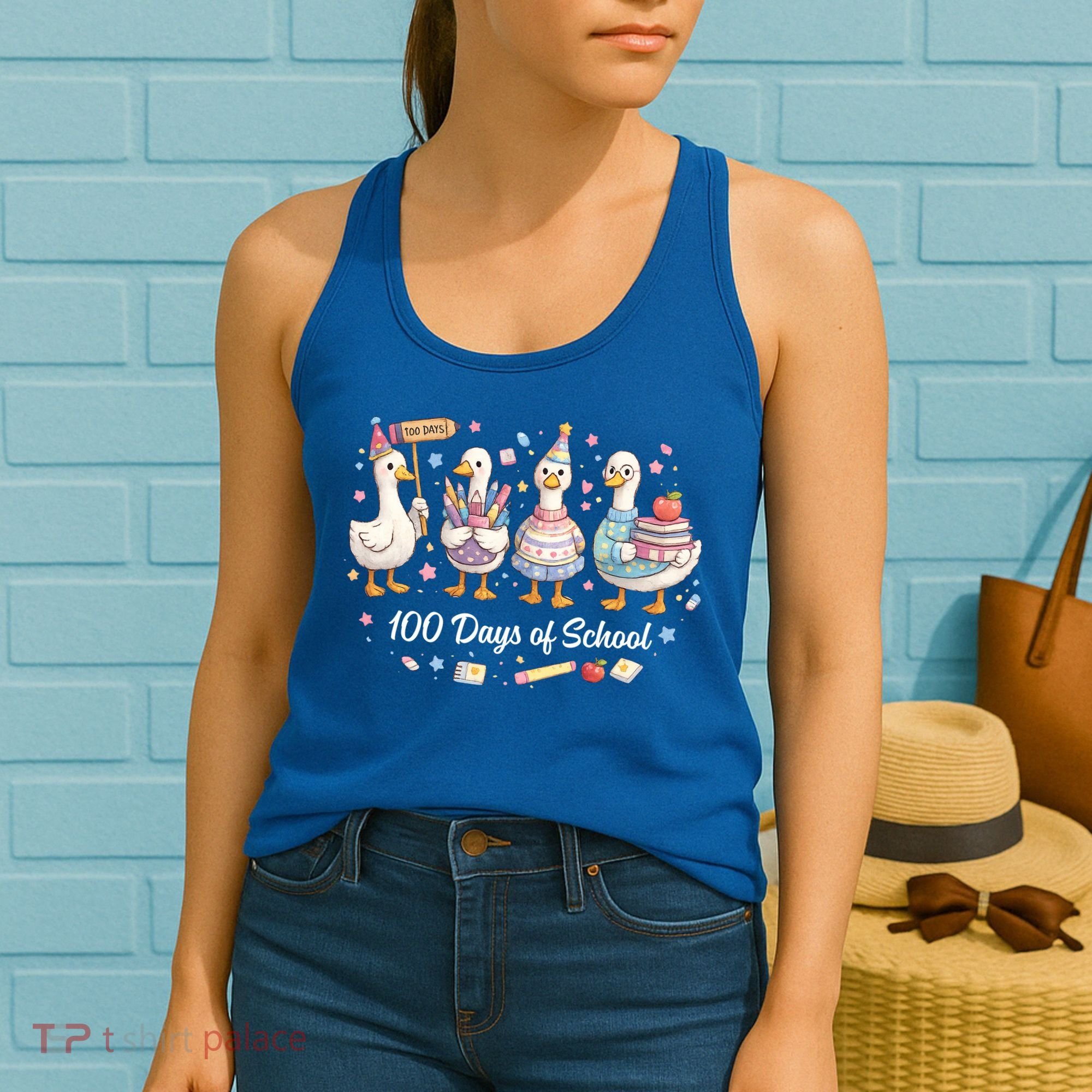 100 Days Of School Ducks Ducks Goose Teacher Student Women's Tank Top