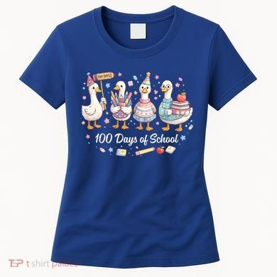 100 Days Of School Ducks Ducks Goose Teacher Student Women's T-Shirt