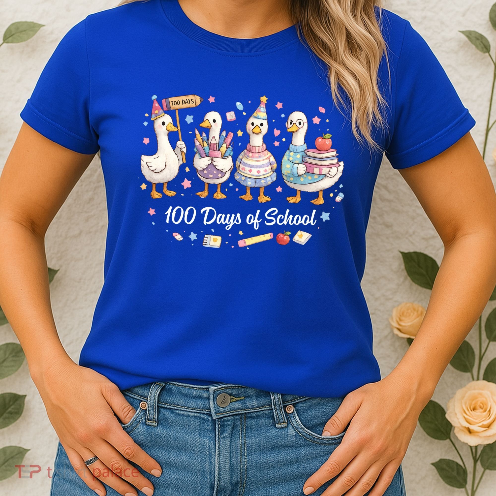 100 Days Of School Ducks Ducks Goose Teacher Student Women's T-Shirt