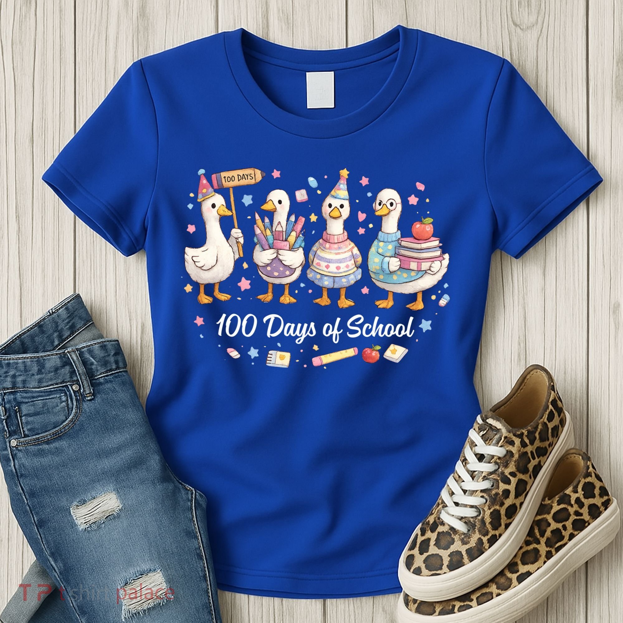 100 Days Of School Ducks Ducks Goose Teacher Student Women's T-Shirt