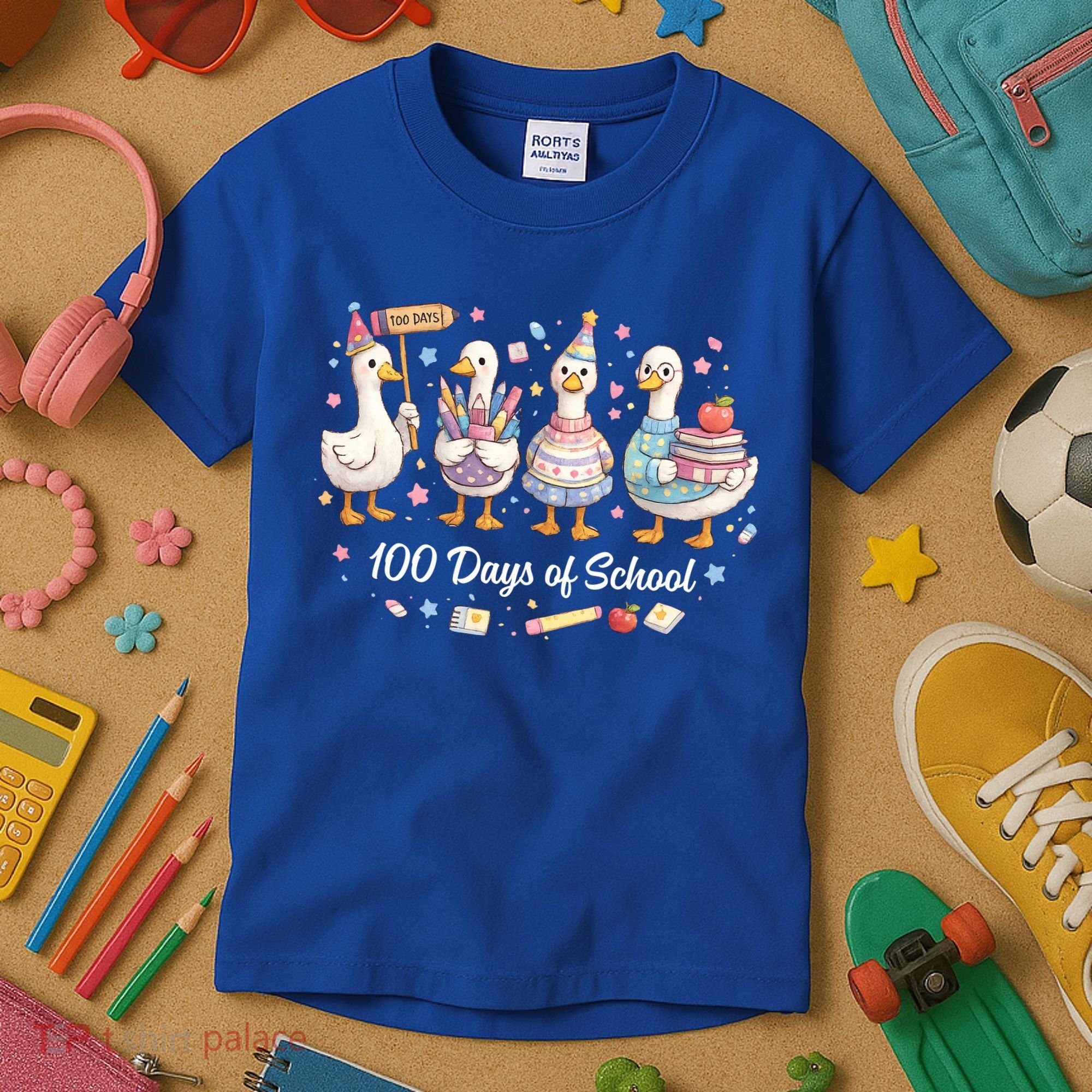 100 Days Of School Ducks Ducks Goose Teacher Student Kids T-Shirt