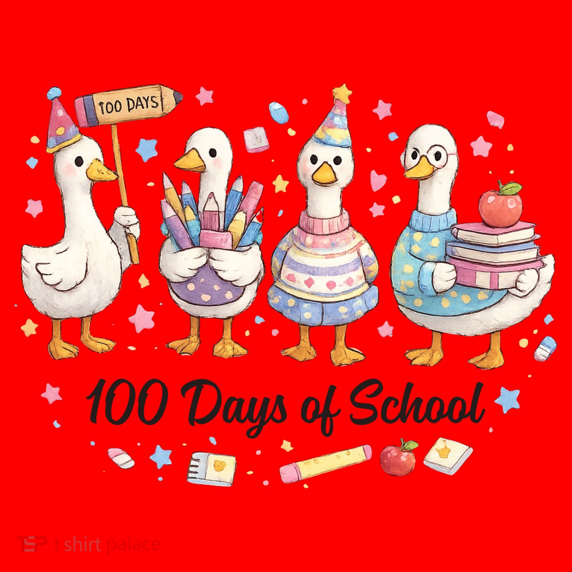 100 Days Of School Ducks Ducks Goose Teacher Student Santa Hat