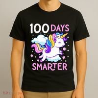 100th Day of School Unicorn 100 Days Smarter Kindergarten T-Shirt thumb 3