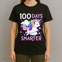 100th Day of School Unicorn 100 Days Smarter Kindergarten T-Shirt thumb 4