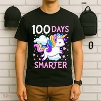 100th Day of School Unicorn 100 Days Smarter Kindergarten T-Shirt thumb 6