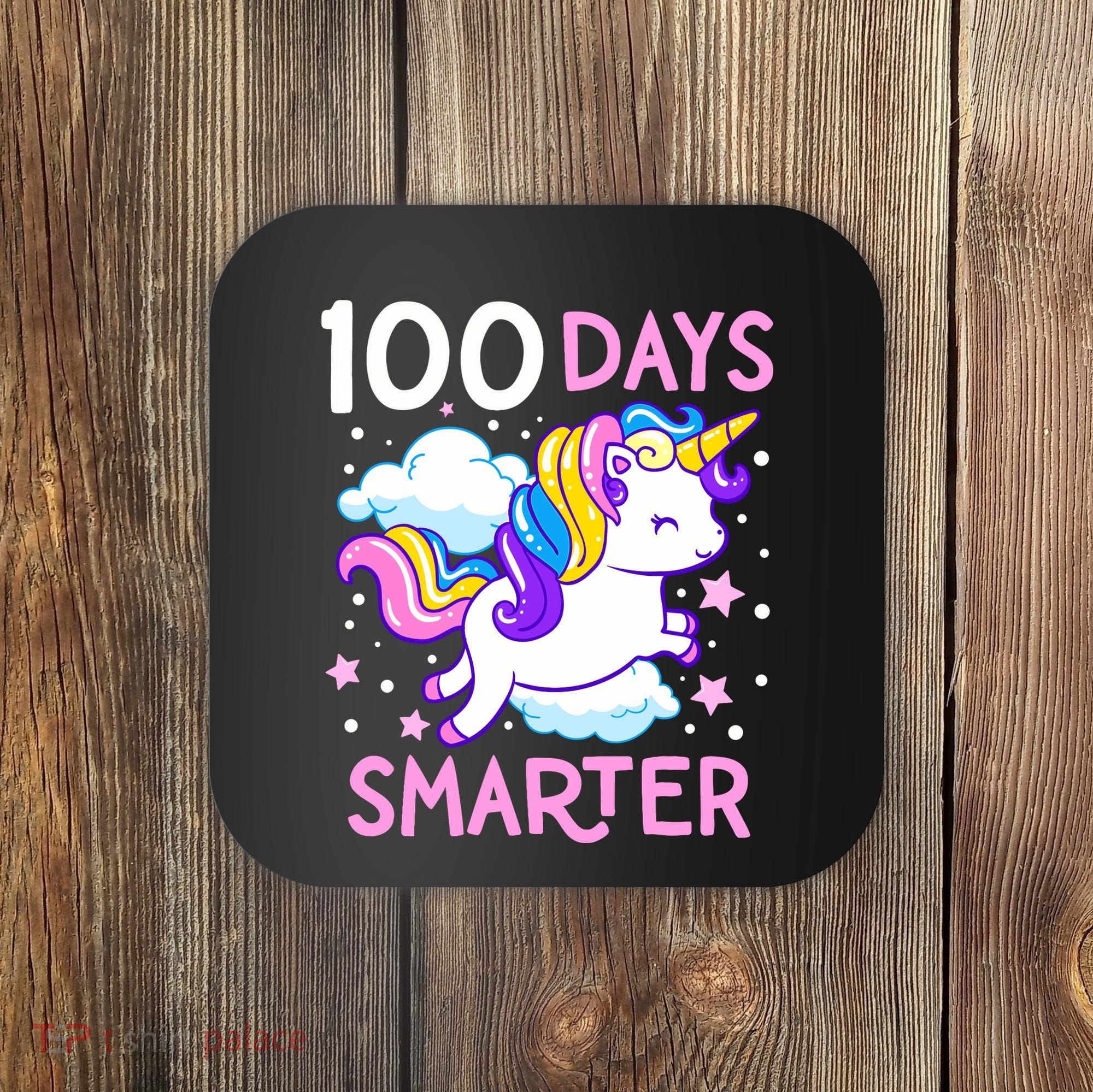 100th Day of School Unicorn 100 Days Smarter Kindergarten Coaster