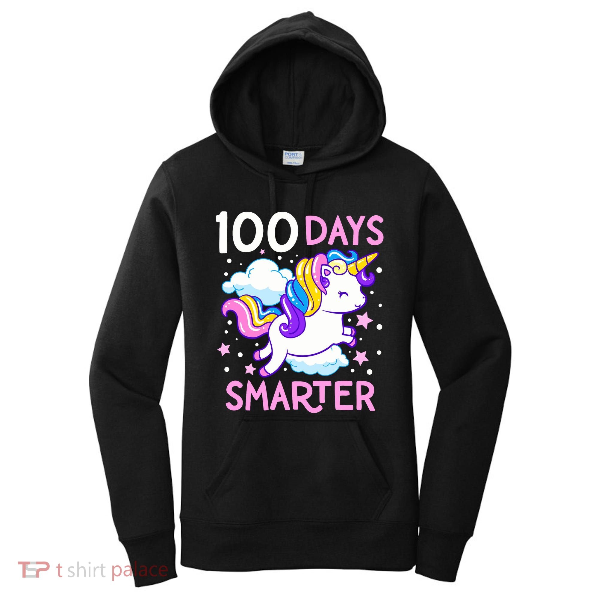 100th Day of School Unicorn 100 Days Smarter Kindergarten Women's Hoodie