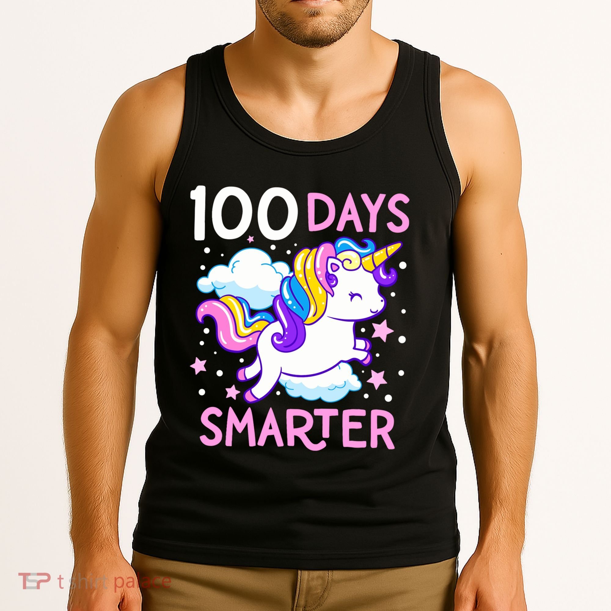 100th Day of School Unicorn 100 Days Smarter Kindergarten Tank Top