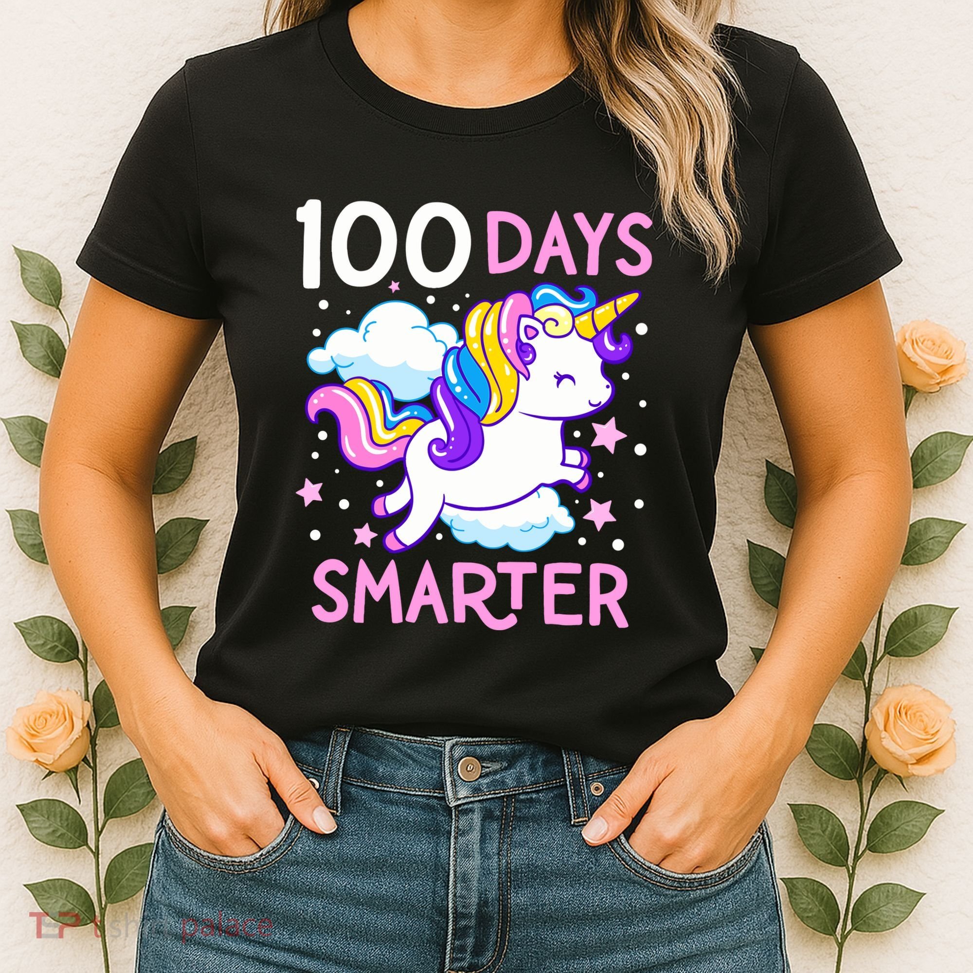 100th Day of School Unicorn 100 Days Smarter Kindergarten Women's T-Shirt