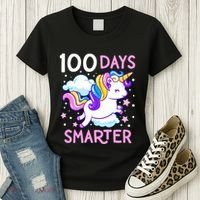 100th Day of School Unicorn 100 Days Smarter Kindergarten Women's T-Shirt thumb 3