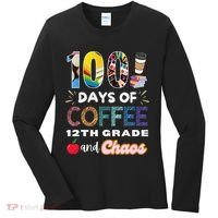 100 Days Of Coffee 12th Grade And Chaos Funny Schoo Teacher Women's Long Sleeve Shirt thumb 0