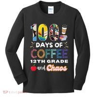 100 Days Of Coffee 12th Grade And Chaos Funny Schoo Teacher Kids Long Sleeve Shirt thumb 0