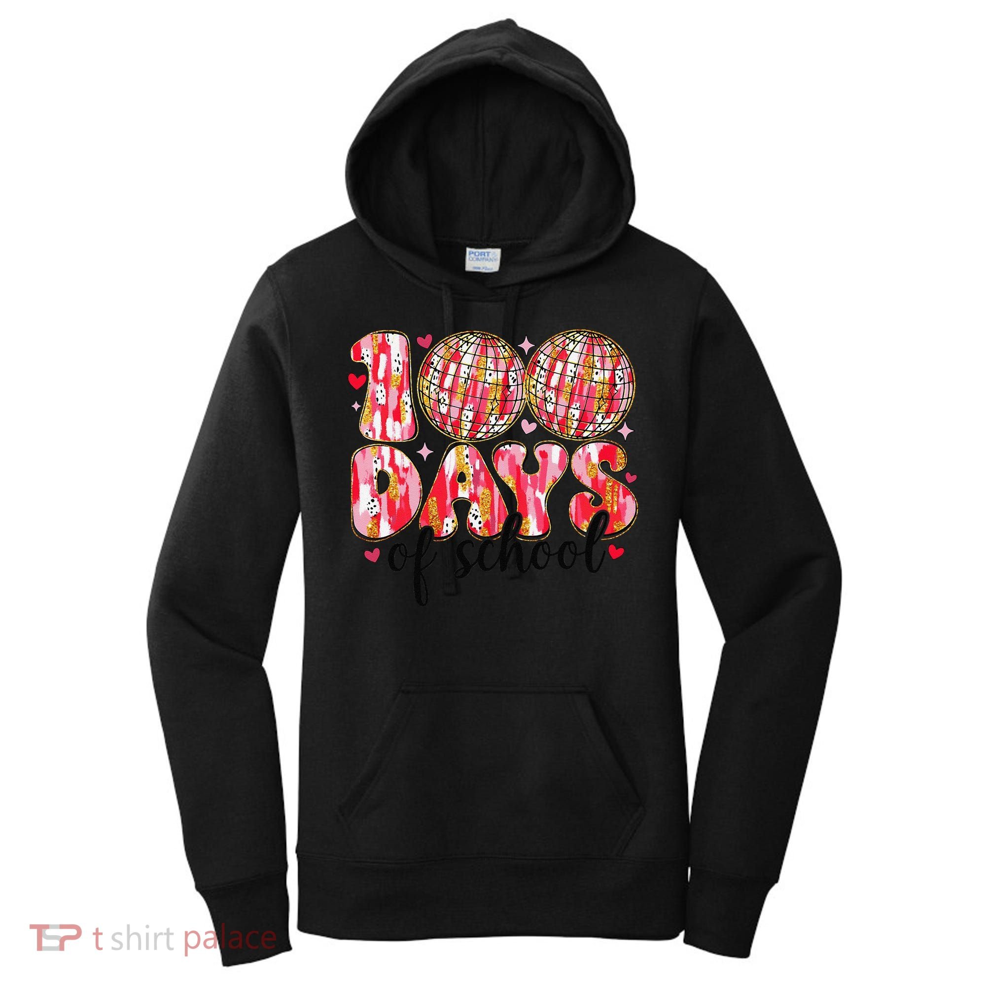 100 Days Of School Retro Disco Ball 100th Day Of School Women's Hoodie