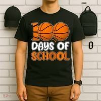100 Days Of School Basketball Fan Cute T-Shirt thumb 6