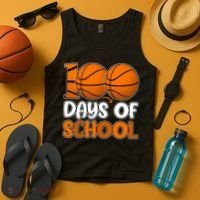 100 Days Of School Basketball Fan Cute Tank Top thumb 4
